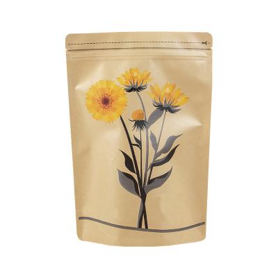 China Custom Plastic Aluminum Foil Laminated Stand Up Kraft Zip Lock Pouch for Dry Food Tea Leaves Coffee Bean Packaging for sale