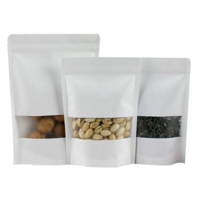 China Biodegradable PLA White Paper Stand Up Pouches Resealable Zipper Bags  16 oz for sale