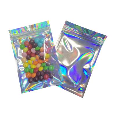 China 6x9 Inch Smell Proof Flat Resealable Foil Holographic Mylar Zipper Bags for Party Favor Food Storage Food Packaging for sale