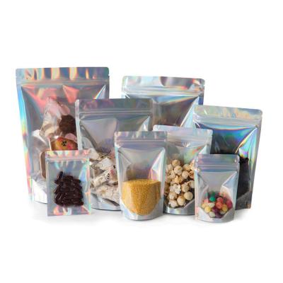 Cina 4.7x7.9 pollici sigillabile Mylar Holographic Ziplock Foil Stand Up pouches per Candy Coffee Food Packaging in vendita