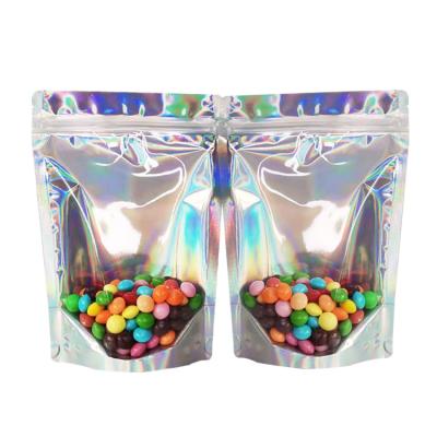 China 5x7 Inch Ziplock Heat Sealable Holographic Resealable Stand Up Pouches for Parties Business Packaging Food Storage for sale