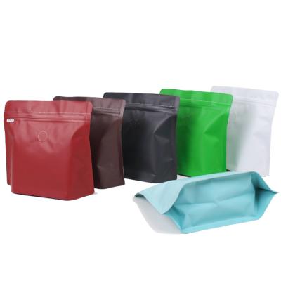 China Gravure Printing Square Bottom Zipper Resealable Stand Up Coffee Pouches with Valve for sale