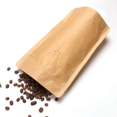 China Kraft Paper Laminated Aluminium Foil Stand Up Coffee Pouches with Valve for Extended Freshness for sale