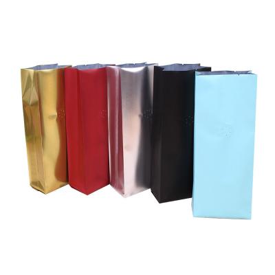 China Heat Sealable Aluminum Foil Liner Side Gusset Folded Flat Bottom Coffee Bags With Valve For Coffee Bean Tea Leaves Pack for sale