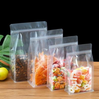 China Crystal Clear Heat Seal Square Bottom Pouch Bags For Pet Food / Snack Packaging for sale