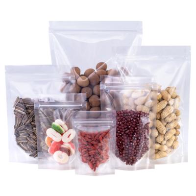 China Crystal Clear Reusable Zipper Stand Up Pouches 100 MIC For Food Snack Packaging for sale