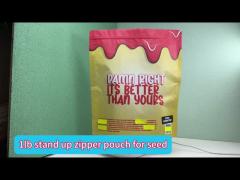 High Barrier 1lb Foil Laminated Stand Up Pouch With Zipper For Candy Gum Cookie Food Packaging