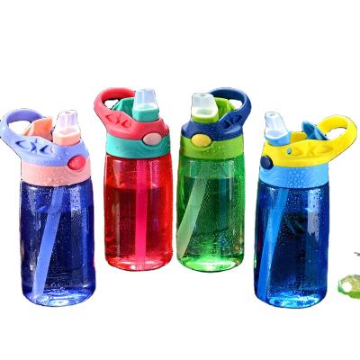 China 2021 Kids Tritan Sustainable Plastic Water Bottle With Straw Cute Printing School Drinks Water Bottle for sale