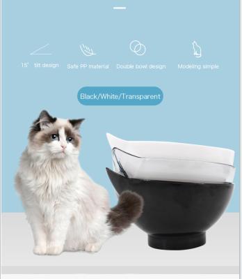 China 2021Hot Sale Fashionable Double Bowl Melamine Pet Bowl Sustainable Plastic Pet Bowl Slanted Pet Cat Bowl for sale