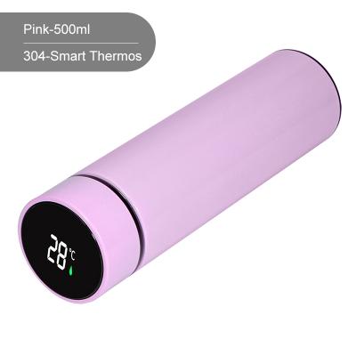 China 500ML Stainless Steel Thermo PORTABLE Intelligent Temperature Display Vacuum Insulated Water Bottle for sale