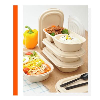 China Wholesale Biodegradable 100% Compostable Microwave Take Out Food Box To Go Containers Sugar Cane Bagasse Lunch Box Tray With Lid for sale