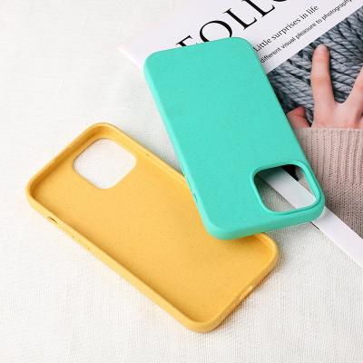 China Shockproof Eco-Friendly Wheat Straw Degradable PLA Phone Cover Shockproof Case For Iphone 12 13 pro max for sale