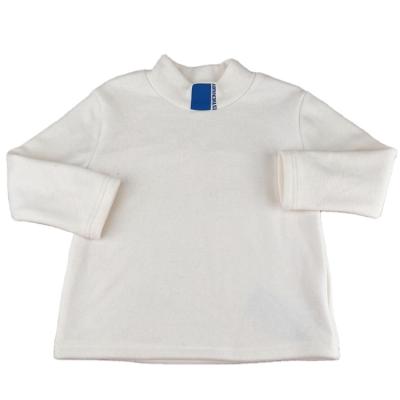 China Anti-Shrink Clothing Children Wholesale Kids Boys Winter Cotton Turtle Neck Solid White Kids T-Shirts for sale