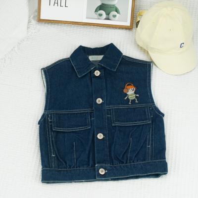 China Reversible whosale kids blue cute pattern babies boys jeans vest vest jacket kids fur coat for sale