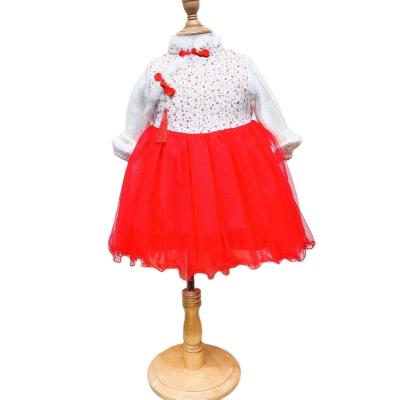 China Wholesale Anti-wrinkle Kids Winter White Sweater With Cheongsam Chinese Classical Fancy Girls Dress For Kids Girl for sale