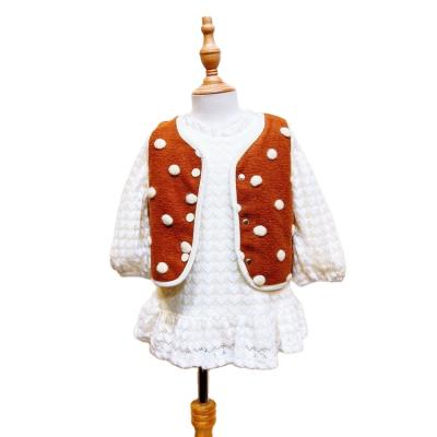 China Wholesale Anti-wrinkle Kids Casual Warm Lambswool Girl Coat Winer With White Princess Kids Girls Lace Dress For for sale