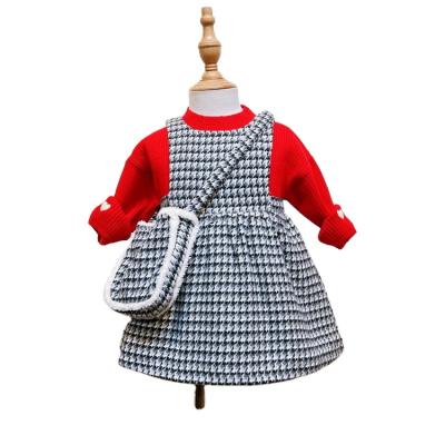 China Wholesale Anti-wrinkle Kids Clothes Christmas Set Girls Princess Vest Dress With Black Sleeveless Red Woolen Sweater For Kids Girl 3 Packs for sale