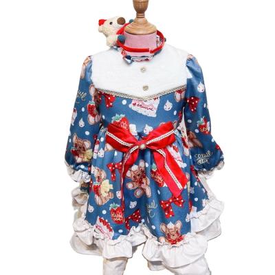 China 2021 Anti-wrinkle children's clothing winter clothes high quality girls Christmas thicken dress dress with free Christmas headband for sale