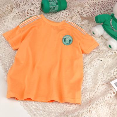 China Breathable Kids Summer Clothes Baby Boy Outfits Cotton Boys Solid Orange T-Shirts for sale