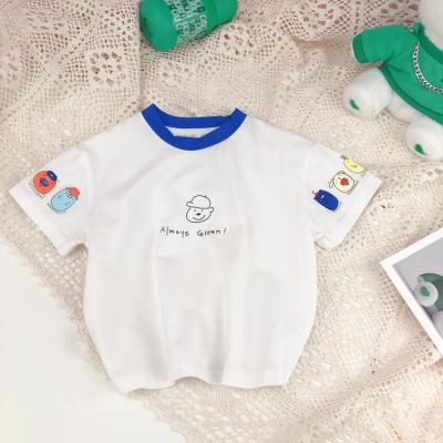 China Breathable Toddler Boy Summer Clothes T-shirt Cotton T-shirt Printing Cute Cartoon Boys White T-shirts for sale