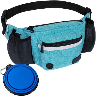 China Custom Viable Dog Treat Pocket Dog Treat Waist Bag Walking Fanny Pack with Poop Bag Dispenser and Collapsible Bowl for sale