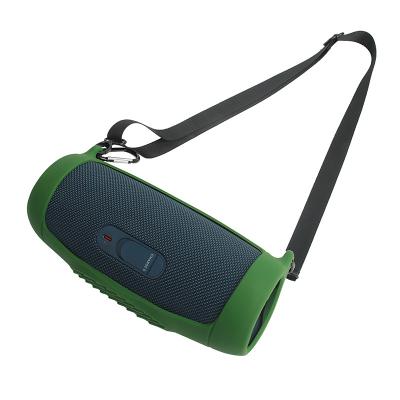 China Professional Silicone Manufacture Silicone Speaker Case with Carabiner Bumper and Shoulder Strap Case for jbl charge 5 for sale