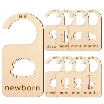 China Europe Home Nursery Decor with Guard Baby Wardrobe Divider Arrange Clothes Organizers Milestone Marker Closet Dividers Wooden Tag Sign for sale