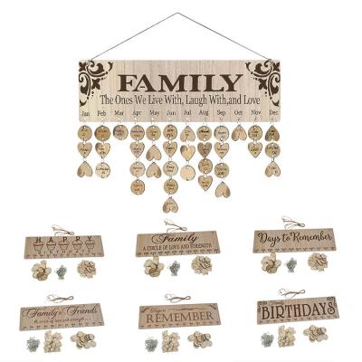 China Europe Family Birthday Reminder Calendar Board Wooden Birthday Reminder Calendar Signs with 100 Tags Mothers Day Wooden Gifts for sale