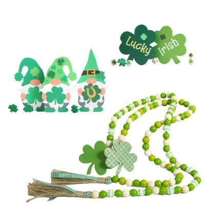 China Wooden Signs Lucky Shamrock Table Wooden Signs Rustic Farmhouse Irish St. Patrick's Day Doll Faceless Wooden Sign St. Patrick's Day Decor Table of the Day for sale