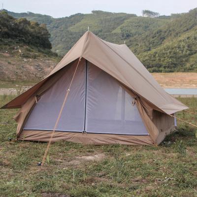 China Diagonal tying type YL 1-2 person tent 205*155*125cm brown cotton canvas house camping tent for sale