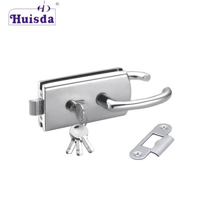 China Office room glass door lock with lever handle mortise lock market 304 stainless steel body and European brass cylinder office room HSD 592A for sale