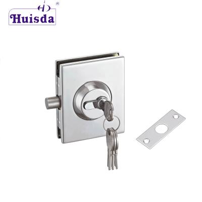 China Cylindrical SS304 Office Door Lock with Brass Cylinder and Keys with Strike Plate Double Action Frameless Glass Door Lock for sale