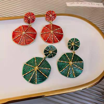 China FASHIONABLE new European and American red geometric web green spider earrings for sale