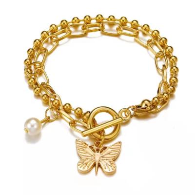 China 2021 Retro CLASSIC New Fashion Creative Chain Jewelry Butterfly Bead Bracelet for sale