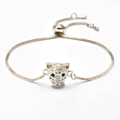 China New CLASSIC Jewelry Diamond-Studded Leopard Head Cheetah Boutique Adjustable Bracelet for sale