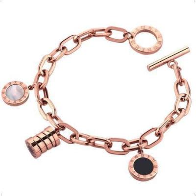 China CLASSIC Multi-pendant Rose Gold Titanium Steel Roman Numeral Bracelet for sale