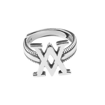 China FASHIONABLE Vintage Korea 925 Sterling Silver Double V Letter Hollow Ring for sale