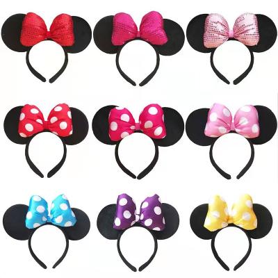 China Christmas hair accessories of Japan and Korean style Mickey Mouse Minnie mouse headband cute bow children's show headband for sale