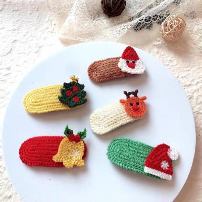 China Hot Selling European and American Style Christmas Fashion Woolen Knitted Hairpin Girl Side Clip With Hits Clip for sale