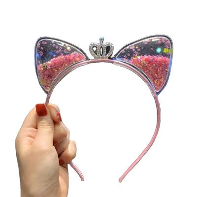 China Japan crown baby princess children cat ears headband transparent hair accessories and korean style glitter cute quicksand for sale