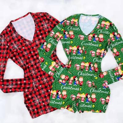 China European and American fashion QUICK DRY printed Christmas home clothes jumpsuit women's clothing for sale