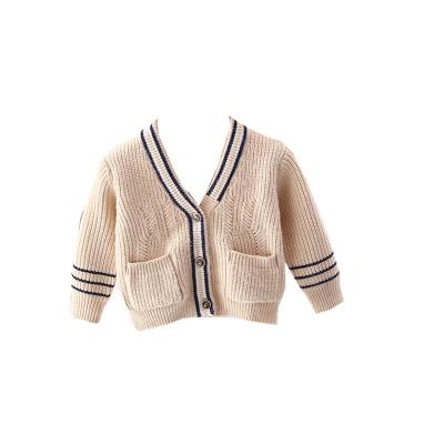 China Anti-Wrinkle Wholesale Children's Baby Boy Chunky Sweater Cardigan V-Neck Knitwear Outdoor Sweater New for sale