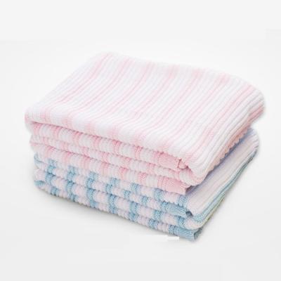 China Custom Anti-pilling Stripes Pattern Breathable Light Colors Super Softextile Cotton Baby Blanket For Newborns for sale