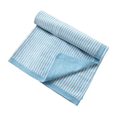 China Custom Organic 100% Cotton Anti-pilling Stripes Knitted Soft Fabric Baby Blankets For Newborns for sale