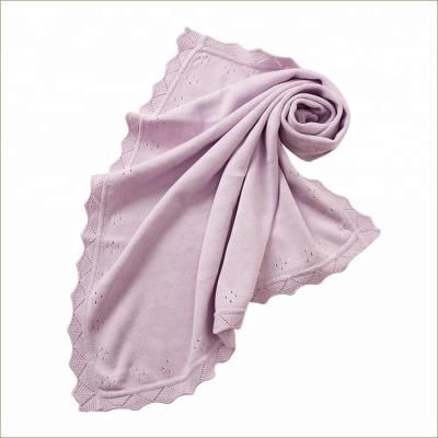 China Wholesale 100%cotton anti-pilling baby super soft pink knitted baby blanket for sale