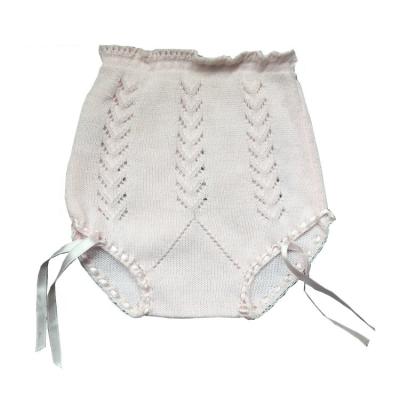 China Breathable Wholesale Infant Customized Bloomers Baby Customized Cute Pink Knitted Newborn Baby Bloomers for sale