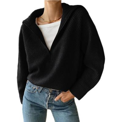 China 2021 New Fashion Women's Anti-Wrinkle Half Pullover 1/4 Mock Neck Knitwear Zipper Pullover Sweater for sale