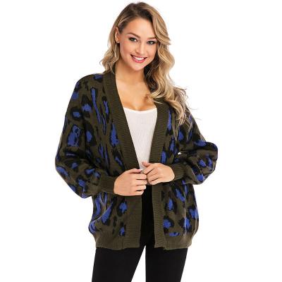 China Hot Sales Anti-wrinkle Knitted Leopard Cardigan Knitting Women's Sweater Knitwear for sale