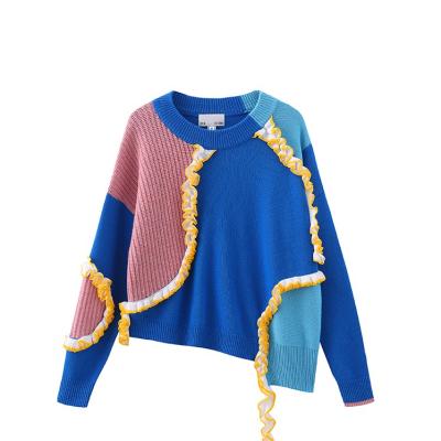 China 2021 New Pleated Color Changing Women's Breathable Sweater Pullover Sweater for sale