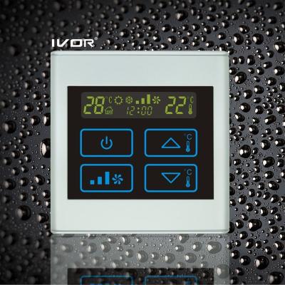 China SK-AC2300T Switch Central Light Thermostat AC Digital Thermostat Good Quality IVOR 220V Air Conditioner PC Silver Frame SK-AC2300T for sale